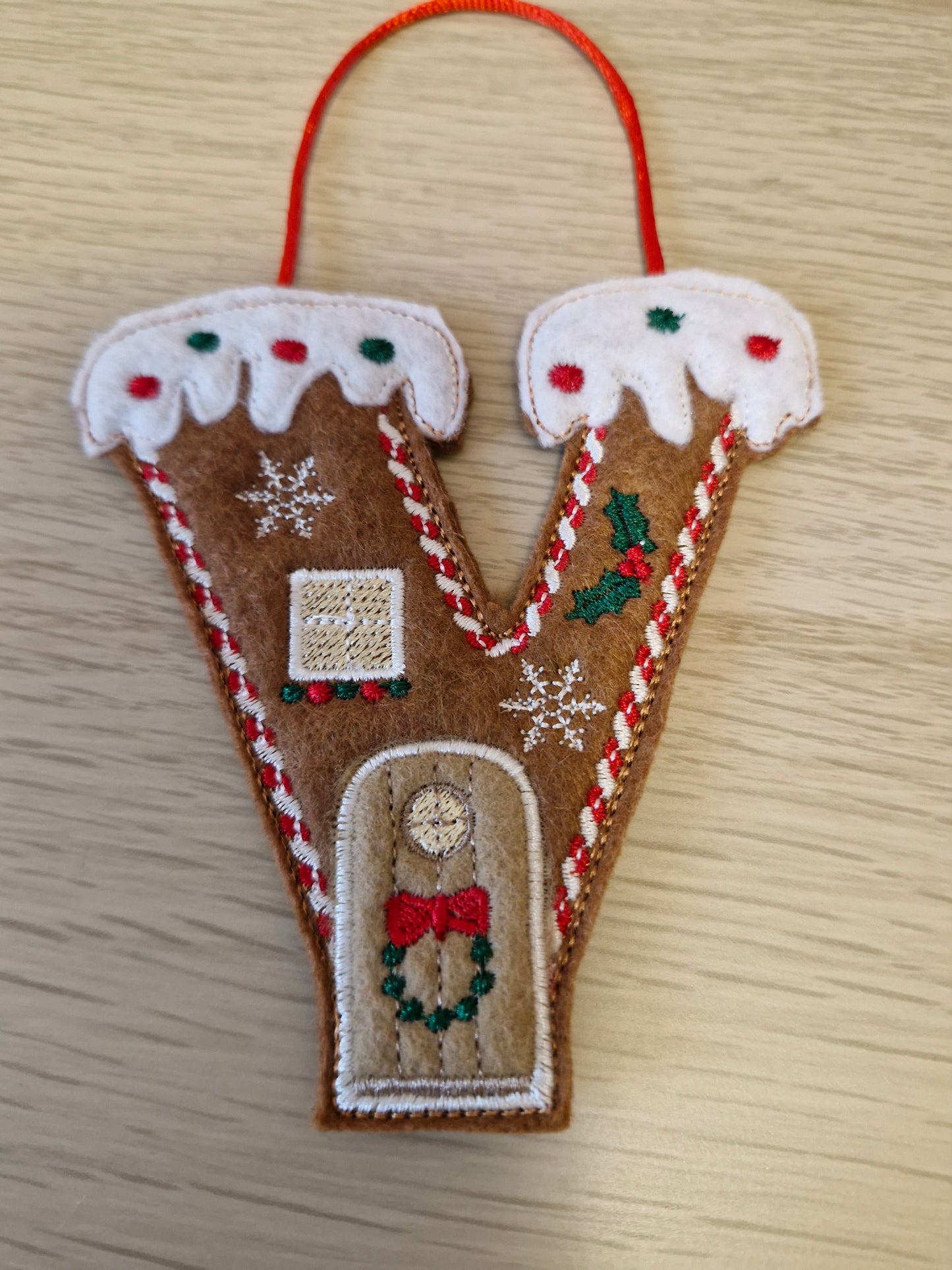 Gingerbread letter V