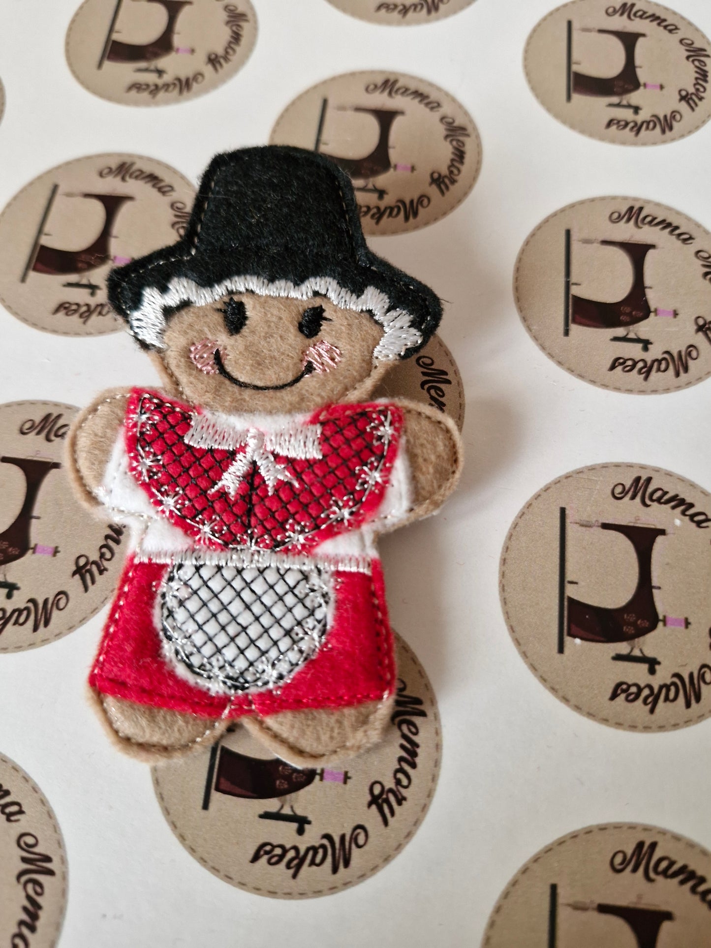 Gingerbread pin badge, welsh lady